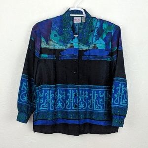 Womens Polyester shirt. Beautiful blue hues.